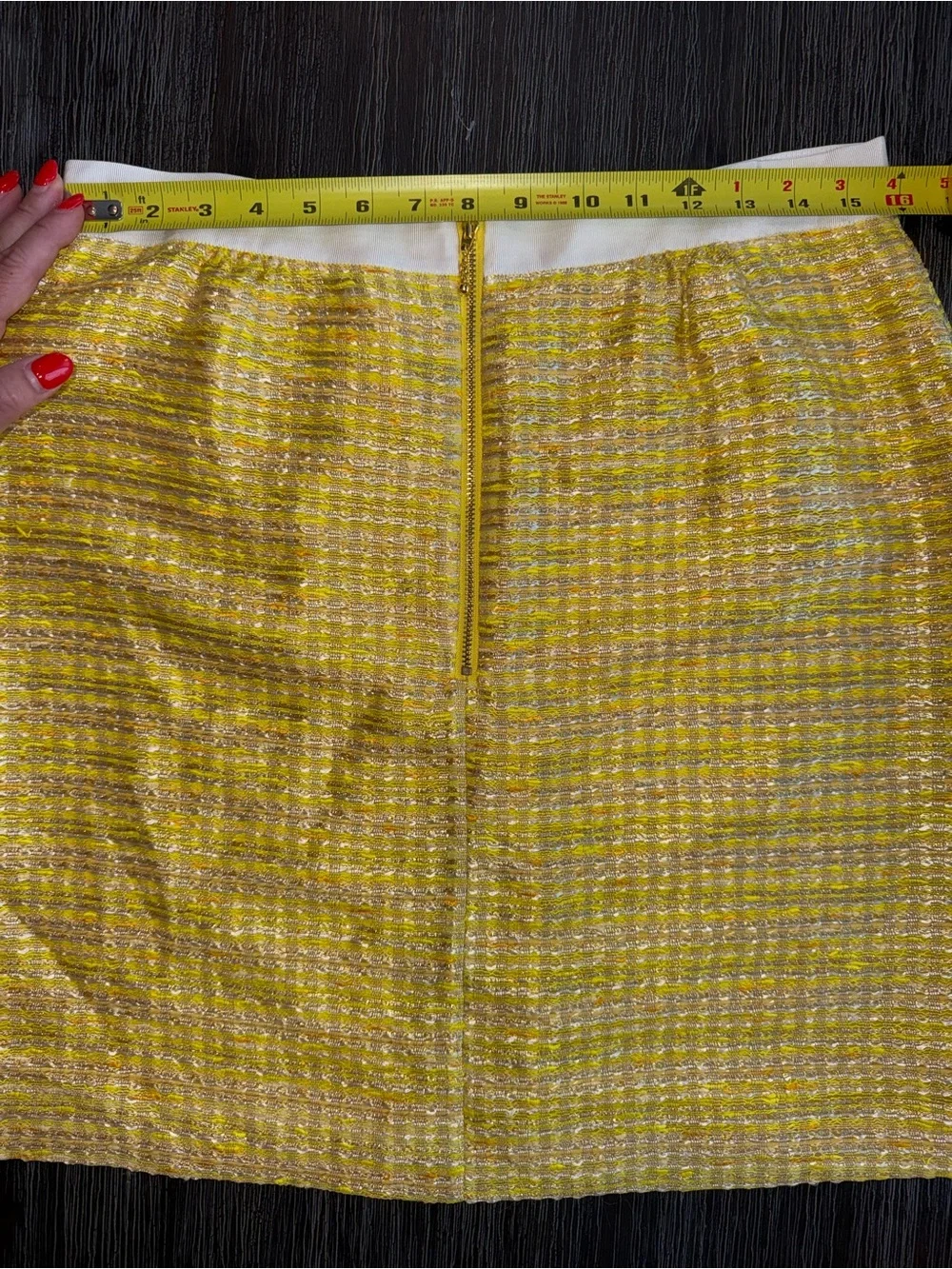 kate spade Yellow Tweed Mini Skirt with White Waistband